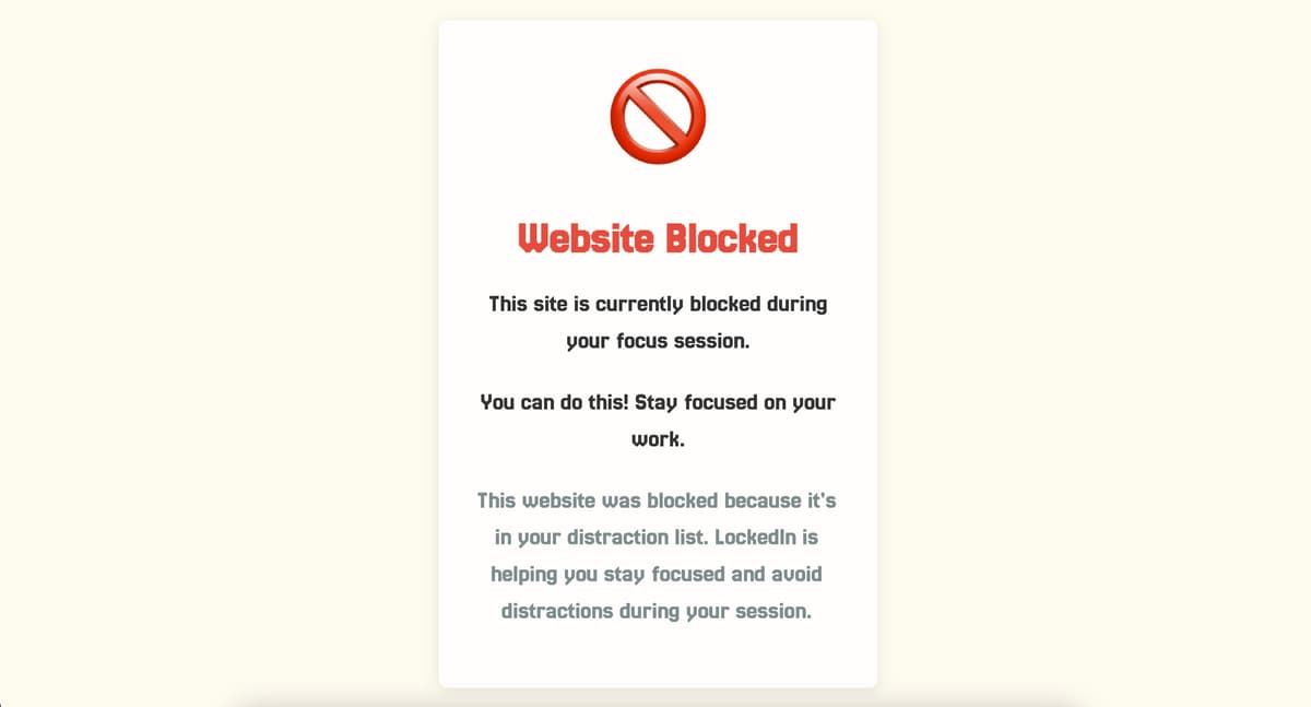 Blocked website page